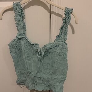 Guess Teal Lace Crop Top